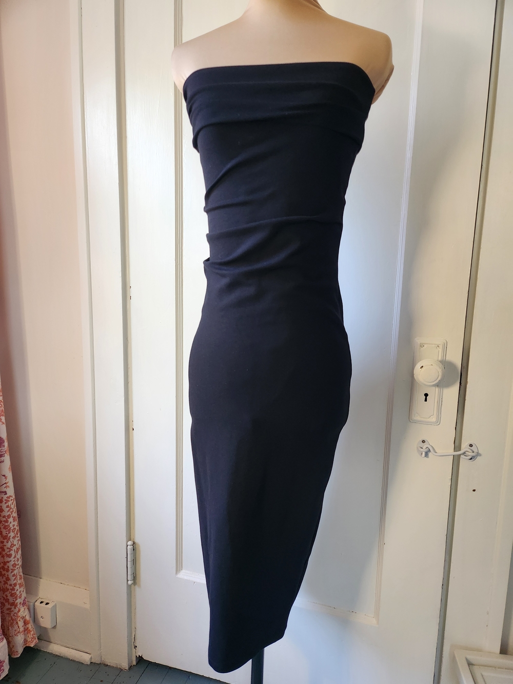 Zara Strapless Black Midi Column Dress
